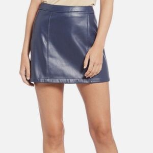GIANNI BINI 100% Leather Blue Mini Skirt Size S NWT